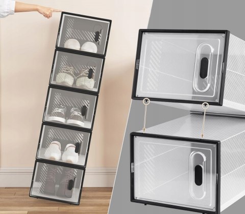 PUDEŁKA NA BUTY zestaw 8 sztuk 50 x 75 x 35,5 cm bezbarwny, czarny Woltu