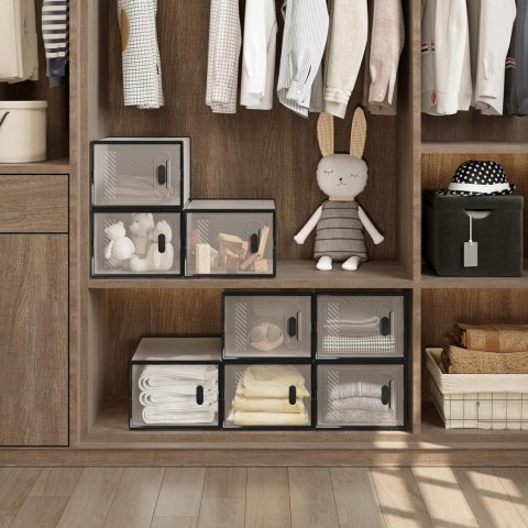 PUDEŁKA NA BUTY zestaw 8 sztuk 50 x 75 x 35,5 cm bezbarwny, czarny Woltu