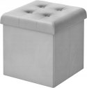 PUFA OTTOMAN SCHOWEK tapicerowany aksamitny WOLTU jasnyszary 37,5x37,5x38cm