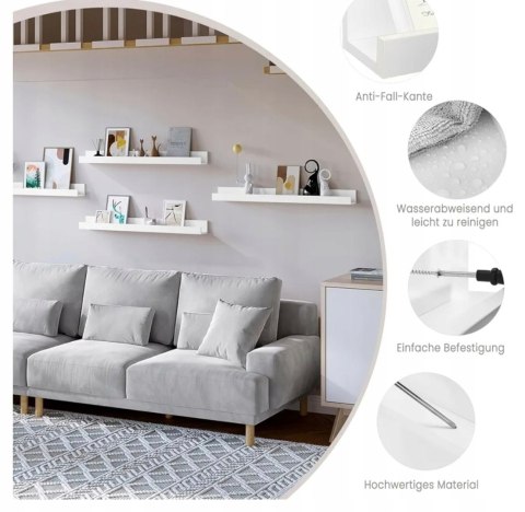 Półka wisząca pływająca płyta biały MDF Woltu 100 x 11 cm