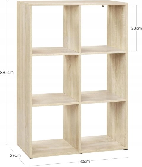 Regał na książki Woltu dąb jasny 60 x 89,5 x 29 cm 6 półek