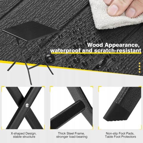 SKŁADANY STÓŁ do ogrodu, na patio, balkon, taras 62 x 62 cm eSituro czarny