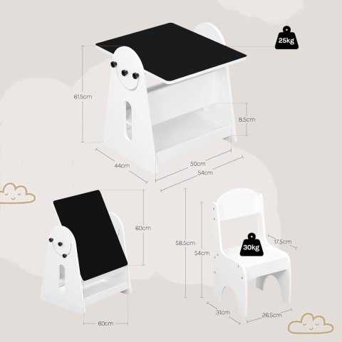 STOLIK I 2 KRZESEŁKA do pokoju dziecięcego WOLTU biały