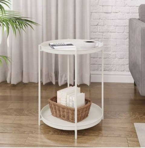 STOLIK KAWOWY boczny kremowy WOLTU