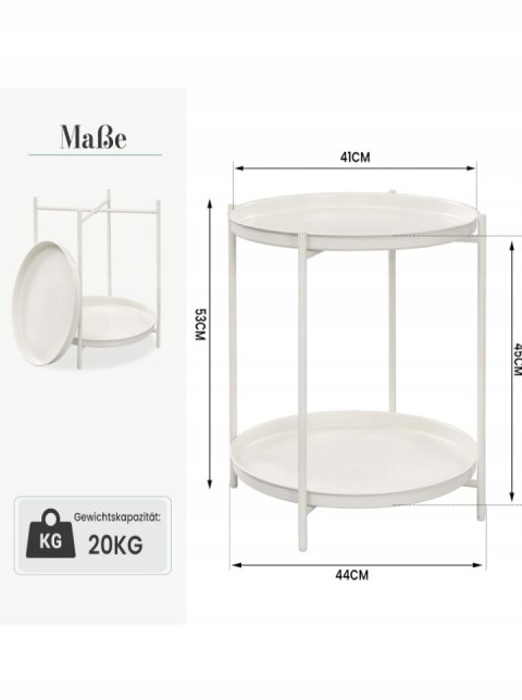 STOLIK KAWOWY boczny kremowy WOLTU