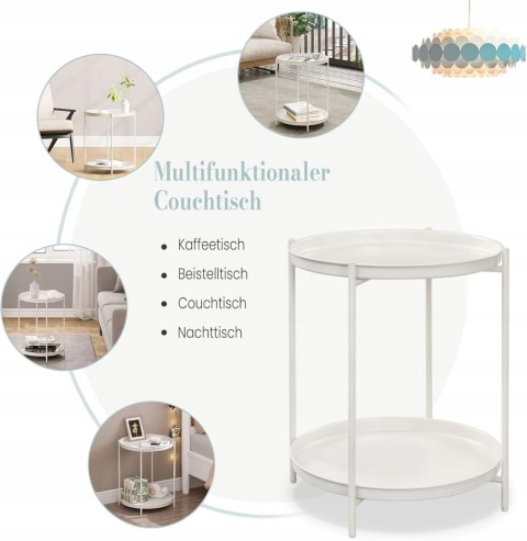 STOLIK KAWOWY boczny kremowy WOLTU