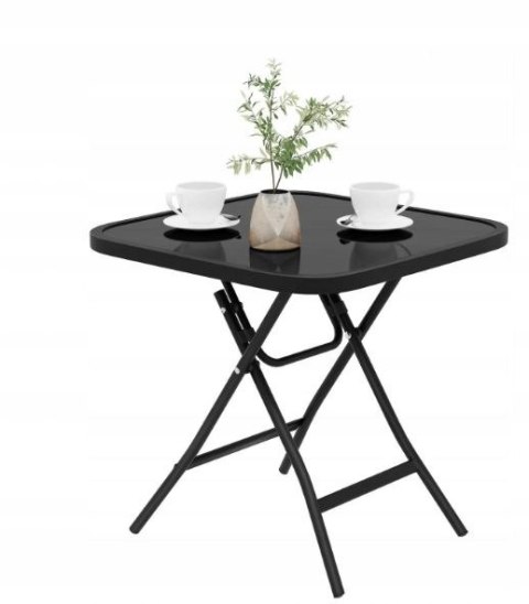 Stół tarasowy ogródowy balkonowy kawowy Woltu metal kwadratowy 46x46x48 cm