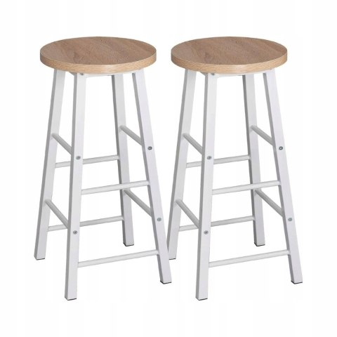 Taboret stołek barowy 2 sztuki Woltu biały i jasny dąb 71 cm Taboret stołek barowy 2 sztuki Woltu biały i jasny dąb 71 cm