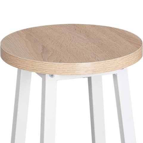 Taboret stołek barowy 2 sztuki Woltu biały i jasny dąb 71 cm Taboret stołek barowy 2 sztuki Woltu biały i jasny dąb 71 cm
