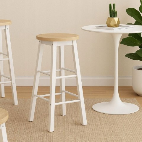 Taboret stołek barowy 2 sztuki Woltu biały i jasny dąb 71 cm Taboret stołek barowy 2 sztuki Woltu biały i jasny dąb 71 cm