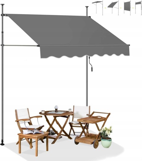 WOLTU MARKIZA BALKONOWA BEZ WIERCENIA KORBKA OCHRONA UV 200 X 200 X 175 CM