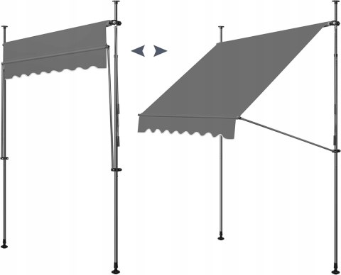 WOLTU MARKIZA BALKONOWA BEZ WIERCENIA KORBKA OCHRONA UV 200 X 200 X 175 CM