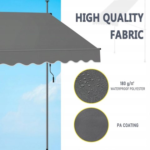 WOLTU MARKIZA BALKONOWA BEZ WIERCENIA KORBKA OCHRONA UV 200 X 200 X 175 CM