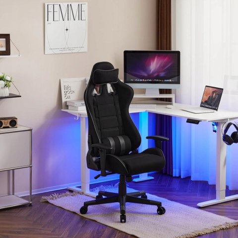 FOTEL GAMINGOWY ERGONOMICZNY KRZESŁO KOMPUTEROWE WOLTU czarny z szarym