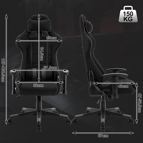 FOTEL GAMINGOWY ERGONOMICZNY KRZESŁO KOMPUTEROWE WOLTU czarny z szarym