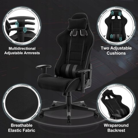 FOTEL GAMINGOWY ERGONOMICZNY KRZESŁO KOMPUTEROWE WOLTU czarny z szarym