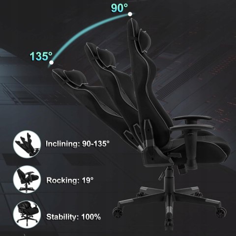 FOTEL GAMINGOWY ERGONOMICZNY KRZESŁO KOMPUTEROWE WOLTU czarny z szarym