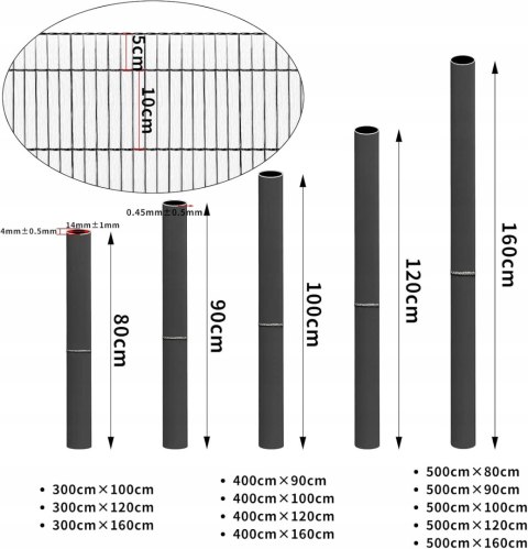 MATA MASKUJĄCA z PCW 120 x 400 cm ogrodzenie balkonowe z opaskami kablowymi