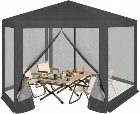 PAWILON OGRODOWY PERGOLA NAMIOT MOSKIETIERA UV 50+ PE 3,8 X 3,3 X 2,5 Woltu
