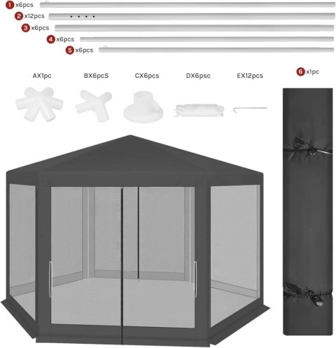 PAWILON OGRODOWY PERGOLA NAMIOT MOSKIETIERA UV 50+ PE 3,8 X 3,3 X 2,5 Woltu