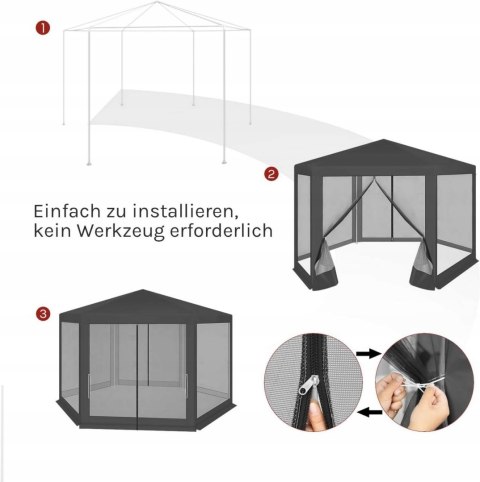 PAWILON OGRODOWY PERGOLA NAMIOT MOSKIETIERA UV 50+ PE 3,8 X 3,3 X 2,5 Woltu
