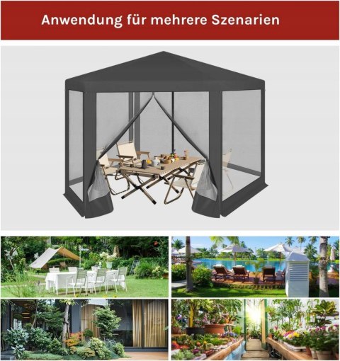 PAWILON OGRODOWY PERGOLA NAMIOT MOSKIETIERA UV 50+ PE 3,8 X 3,3 X 2,5 Woltu