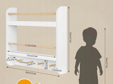 PÓŁKA ŚCIENNA dla dzieci Półka na książki biały kolor WOLTU