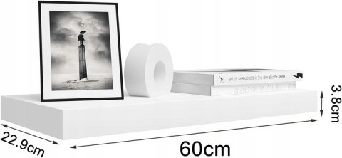 PÓŁKA ŚCIENNA lewitująca ścienna WOLTU 60x22,9x3,8 biała