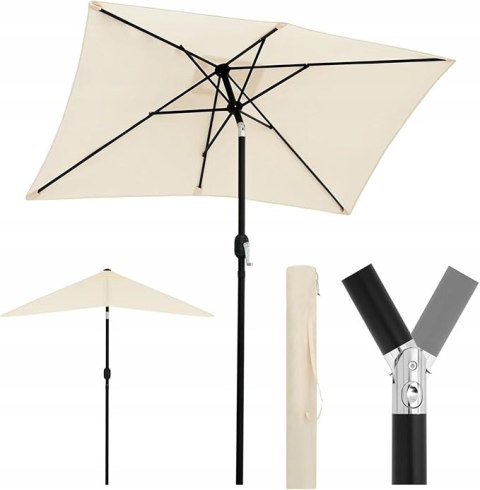 Parasol tarasowy ogrodowy plażowy 210x140 cm UPF 50+ beż torba prostokątny