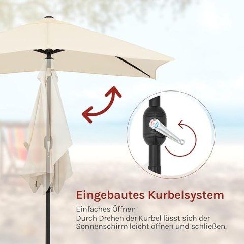 Parasol tarasowy ogrodowy plażowy 210x140 cm UPF 50+ beż torba prostokątny
