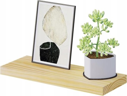 Półka wisząca pływająca regał ścienny lite drewno 19 x 40 cm brąz naturalny