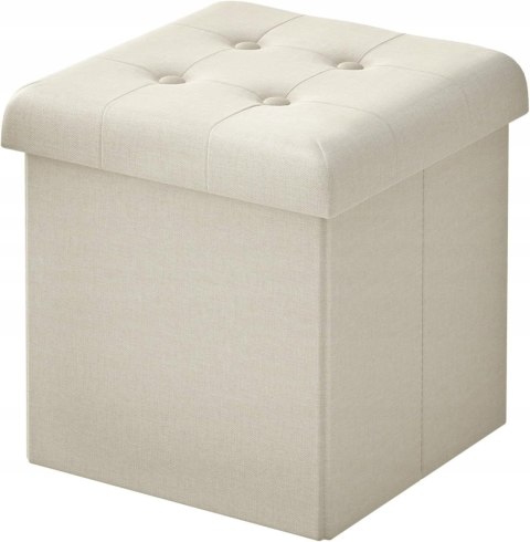 Pufa tapicerowana ze schowkiem 30 x 30 x 30 cm kremowa Woltu