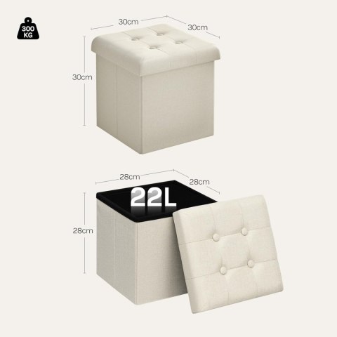 Pufa tapicerowana ze schowkiem 30 x 30 x 30 cm kremowa Woltu