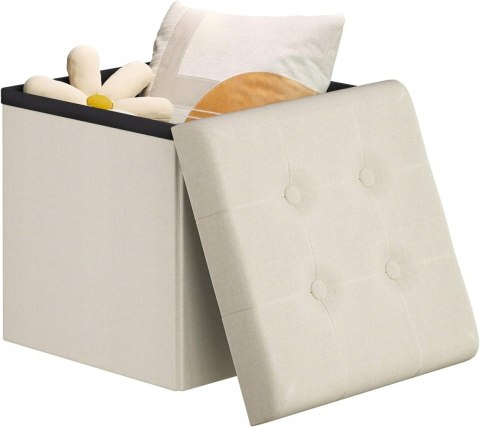 Pufa tapicerowana ze schowkiem 30 x 30 x 30 cm kremowa Woltu