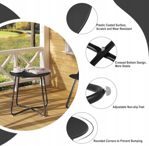 STOLIK KAWOWY OGRODOWY balkonowy czarny eSituro