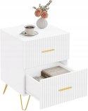 STOLIK NOCNY z 2 szufladami, szafka boczna WOLTU biała