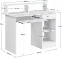 Biurko komputerowe prostokątne Yaheetech 106 x 50 x 75 cm białe z półką