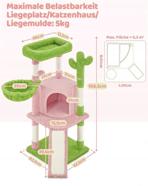 DRAPAK DLA KOTA kaktus YAHEETCH legowisko słupek zielono różowy