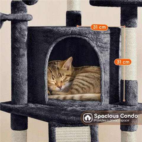 Drapak wieża domek legowisko dla kota Yaheetech ciemno szary 106 cm