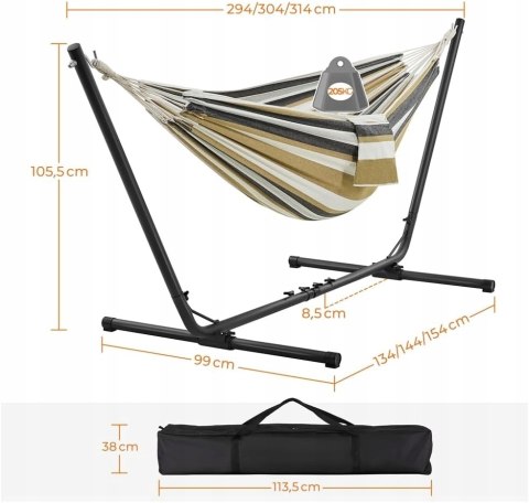 HAMAK ze stelażem kempingowy dla 1-2 osób do 205 kg