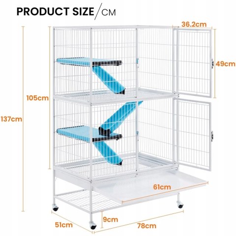 KLATKA DLA GRYZONI Yaheetech 137 x 78 x 51cm