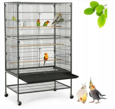 KLATKA DLA PTAKÓW Yaheetech na kółkach woliera czarna