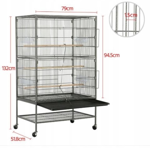 KLATKA DLA PTAKÓW Yaheetech na kółkach woliera czarna