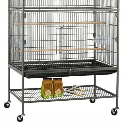 KLATKA DLA PTAKÓW Yaheetech na kółkach woliera czarna