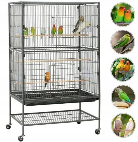 KLATKA DLA PTAKÓW Yaheetech na kółkach woliera czarna