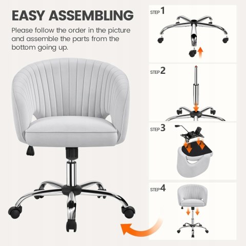 KRZESŁO BIUROWE FOTEL Yaheetech z aksamitnym obiciem jasnoszare