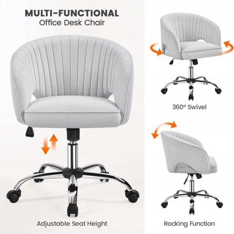 KRZESŁO BIUROWE FOTEL Yaheetech z aksamitnym obiciem jasnoszare