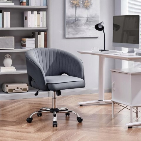 KRZESŁO BIUROWE FOTEL Yaheetech z aksamitnym obiciem szare