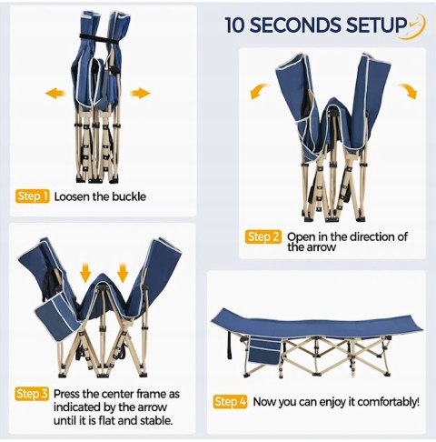 ŁÓŻKO POLOWE 186 cm x 66 cm niebieskie YAHEETECH