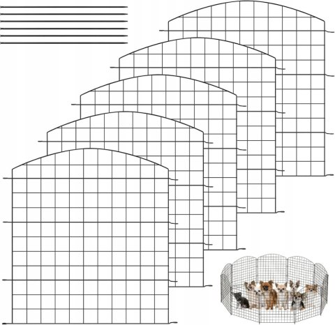 OGRODZENIE DLA PSÓW z siatki metalowej 5 paneli 70 × 78 cm WOLTU